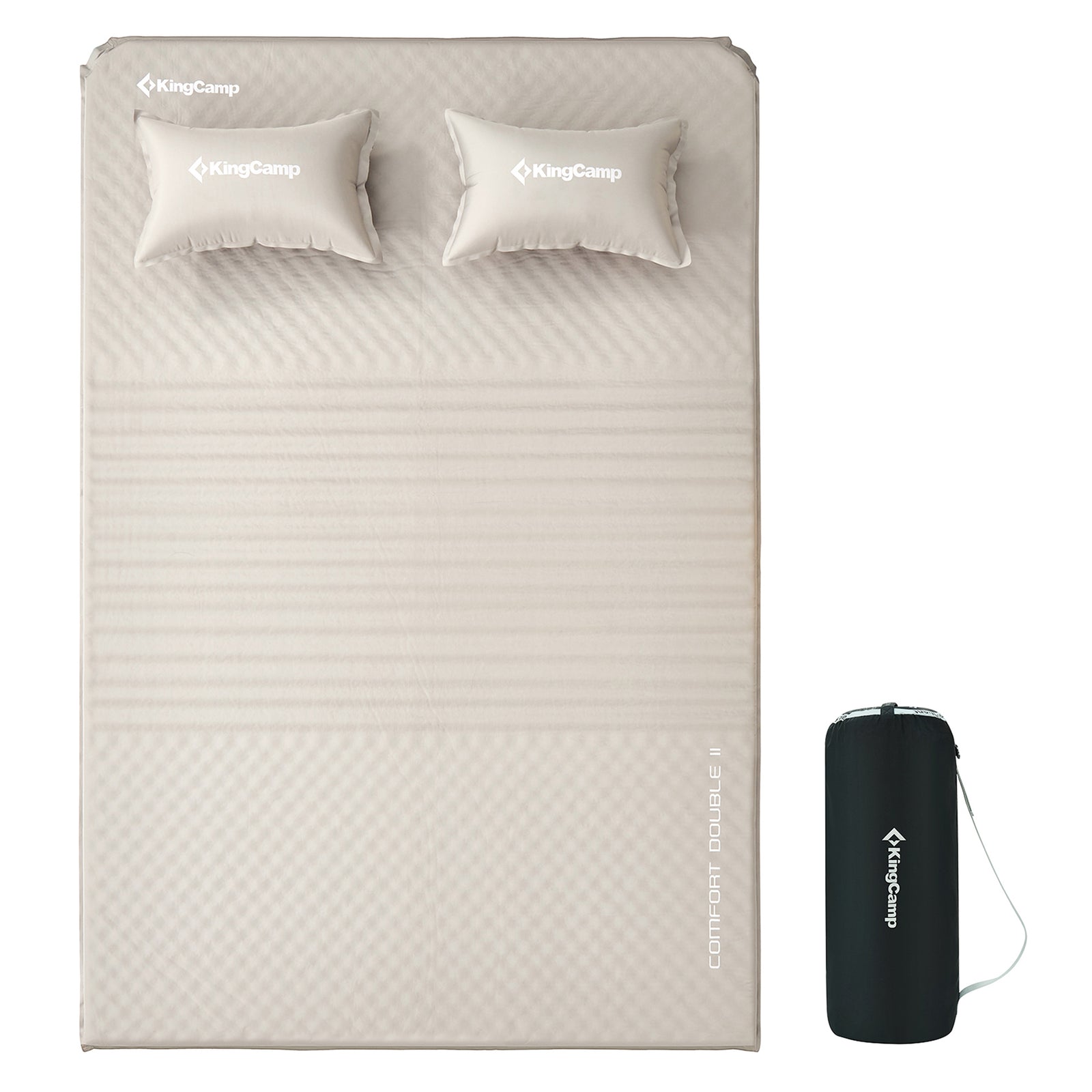 Self-Inflating Sleeping Pad Mat Camping Mattress with 2 Pillows, Beige (Used) - VMInnovations