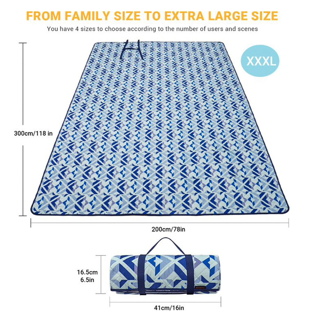 KingCamp Portable Outdoor Waterproof Picnic Blanket 78" x 118", Blue (Open Box) - VMInnovations