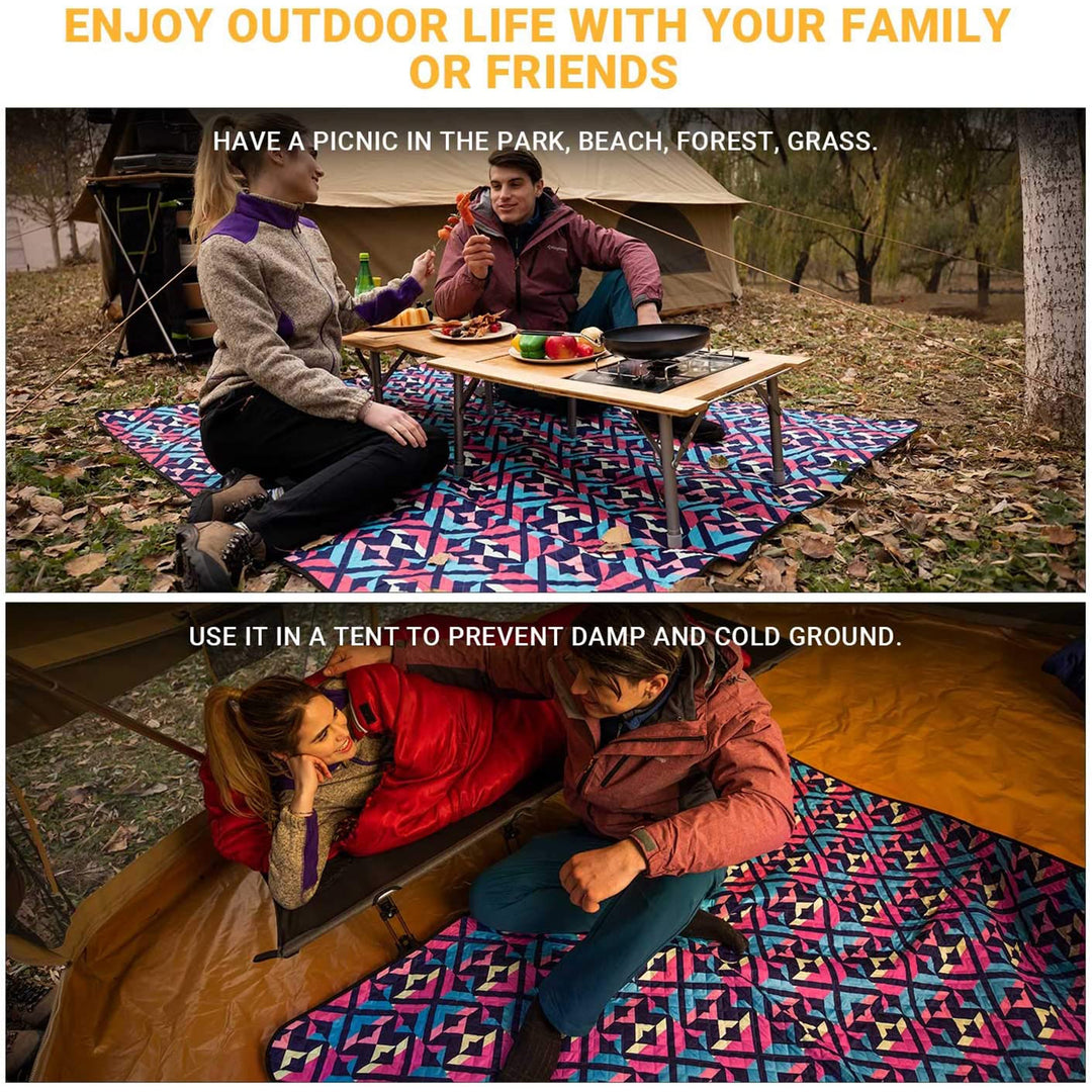 KingCamp Portable Outdoor Waterproof Picnic Hiking Blanket 118" x 118", Rose Red - VMInnovations