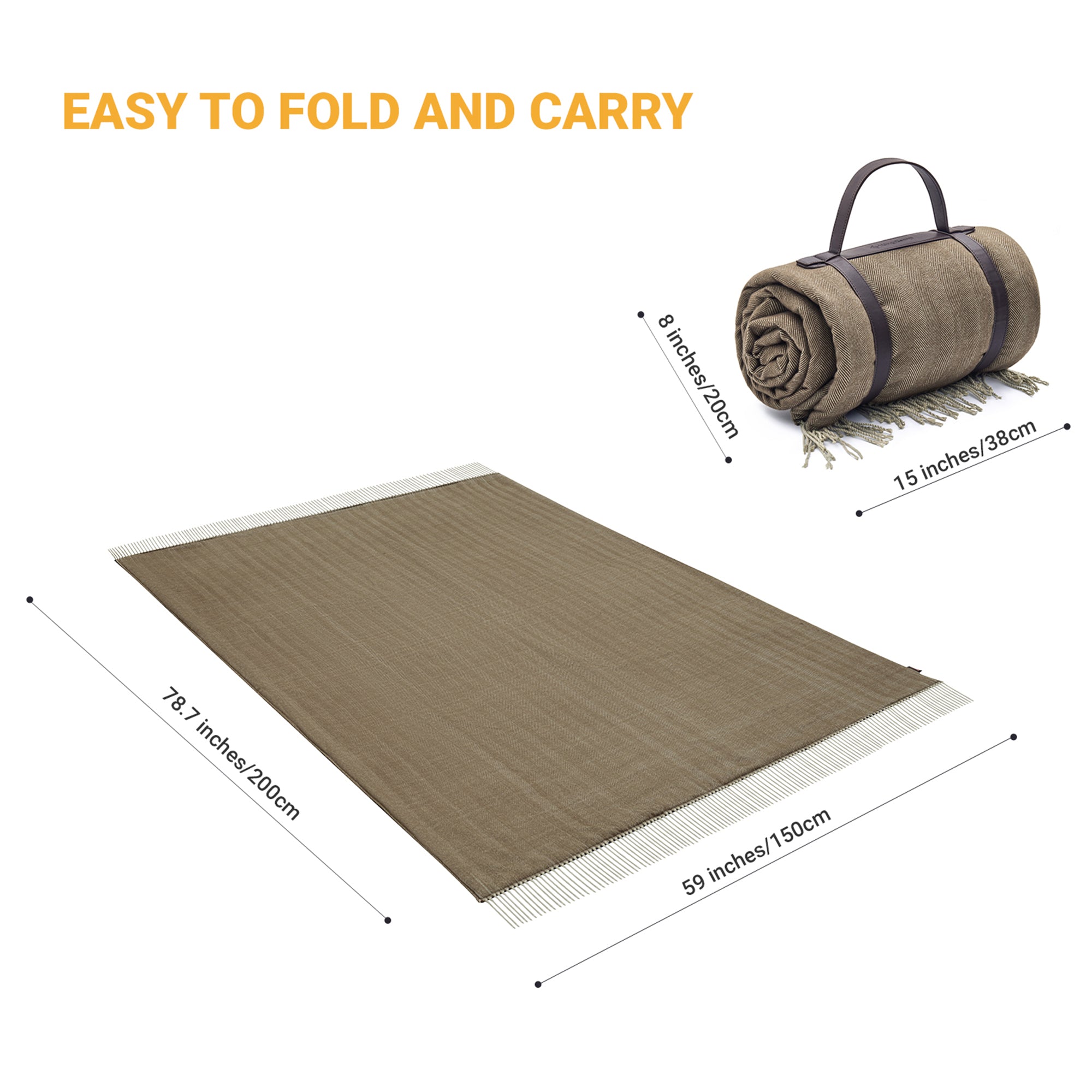KingCamp Portable Waterproof Picnic Beach Blanket, PEVA, Beige/Coffee (Used) - VMInnovations