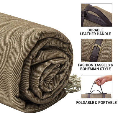 KingCamp Portable Outdoor Waterproof Picnic Beach Blanket, 210D Oxford, Brown - VMInnovations