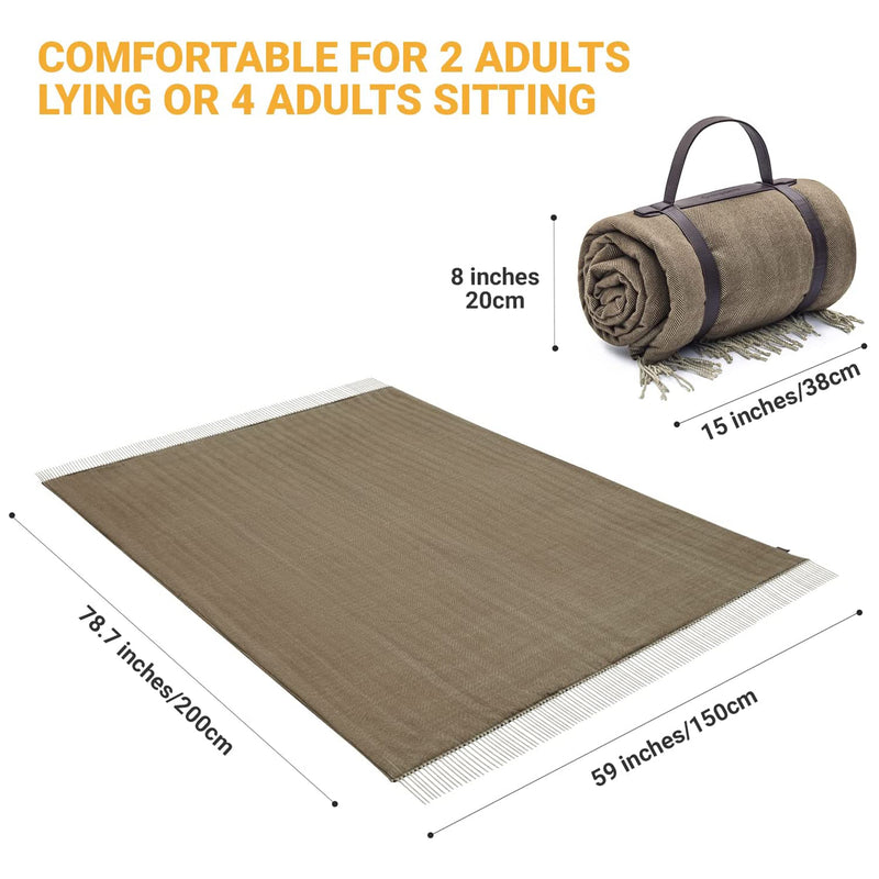 KingCamp Portable Outdoor Waterproof Picnic Beach Blanket, 210D Oxford, Brown