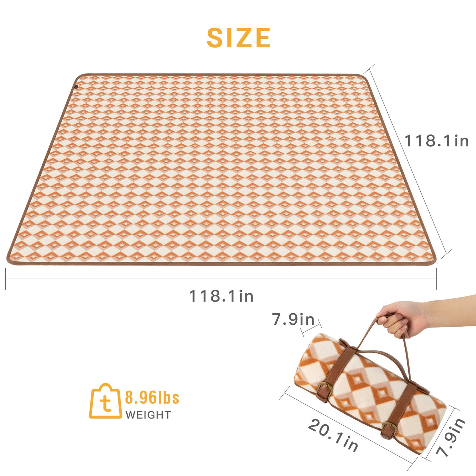 KingCamp Portable Outdoor Fleece Picnic Hiking Beach Blanket 118" x 118", Pink - VMInnovations