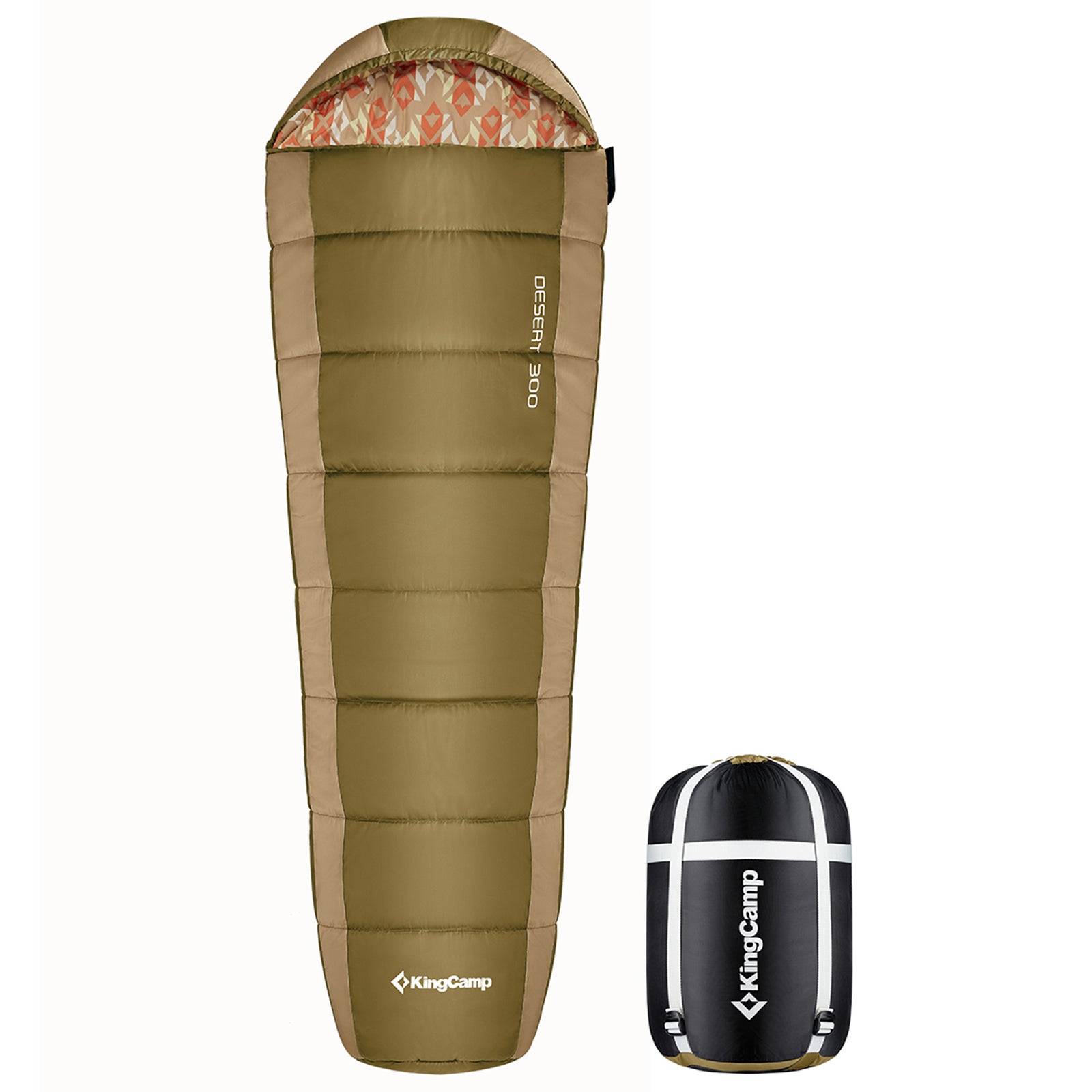 KingCamp Ultralight Warm 3 Season Sleeping Bag w/Compact Compression Sack, Olive - VMInnovations