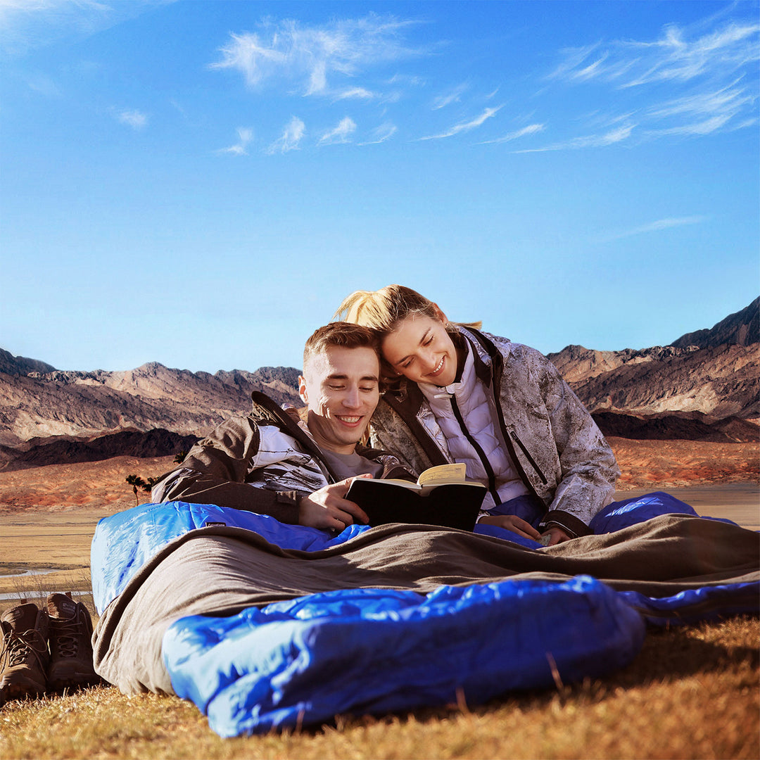 KingCamp 87x59" 2 Person 20Degree Couple Sleeping Bag w/2 Pillows Blue(Open Box) - VMInnovations