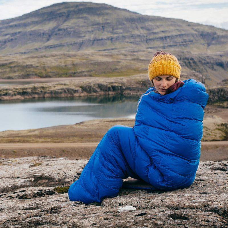 87x59" 2 Person 20 Degree Family Couple Sleeping Bag w/2 Pillows, Blue(Open Box)