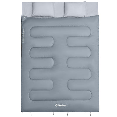 KingCamp 87x59" 2 Person 20 Degree Family Couple Sleeping Bag w/2 Pillows, Grey - VMInnovations