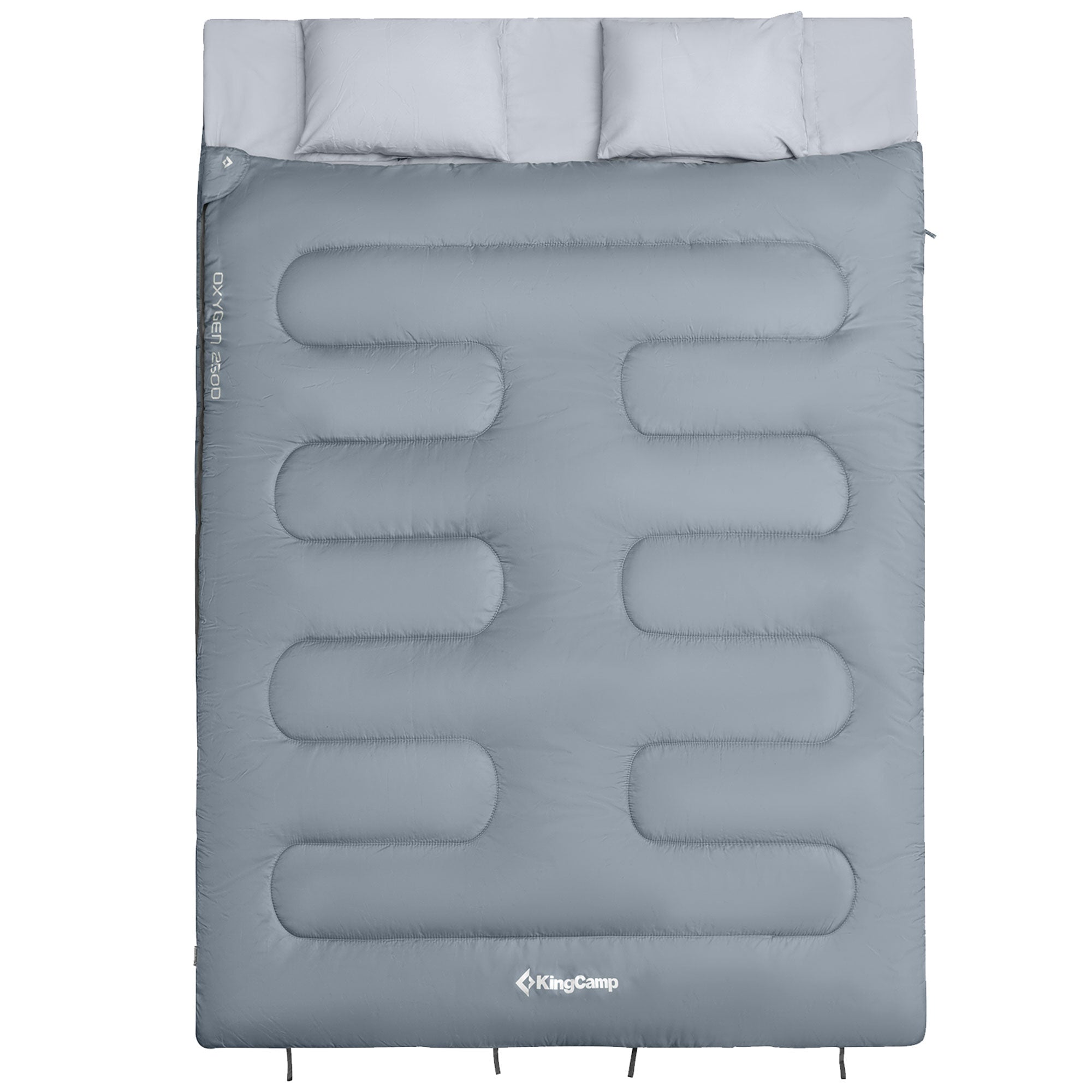 87x59" 2 Person 20 Degree Family Couple Sleeping Bag w/2 Pillows, Grey (Used)