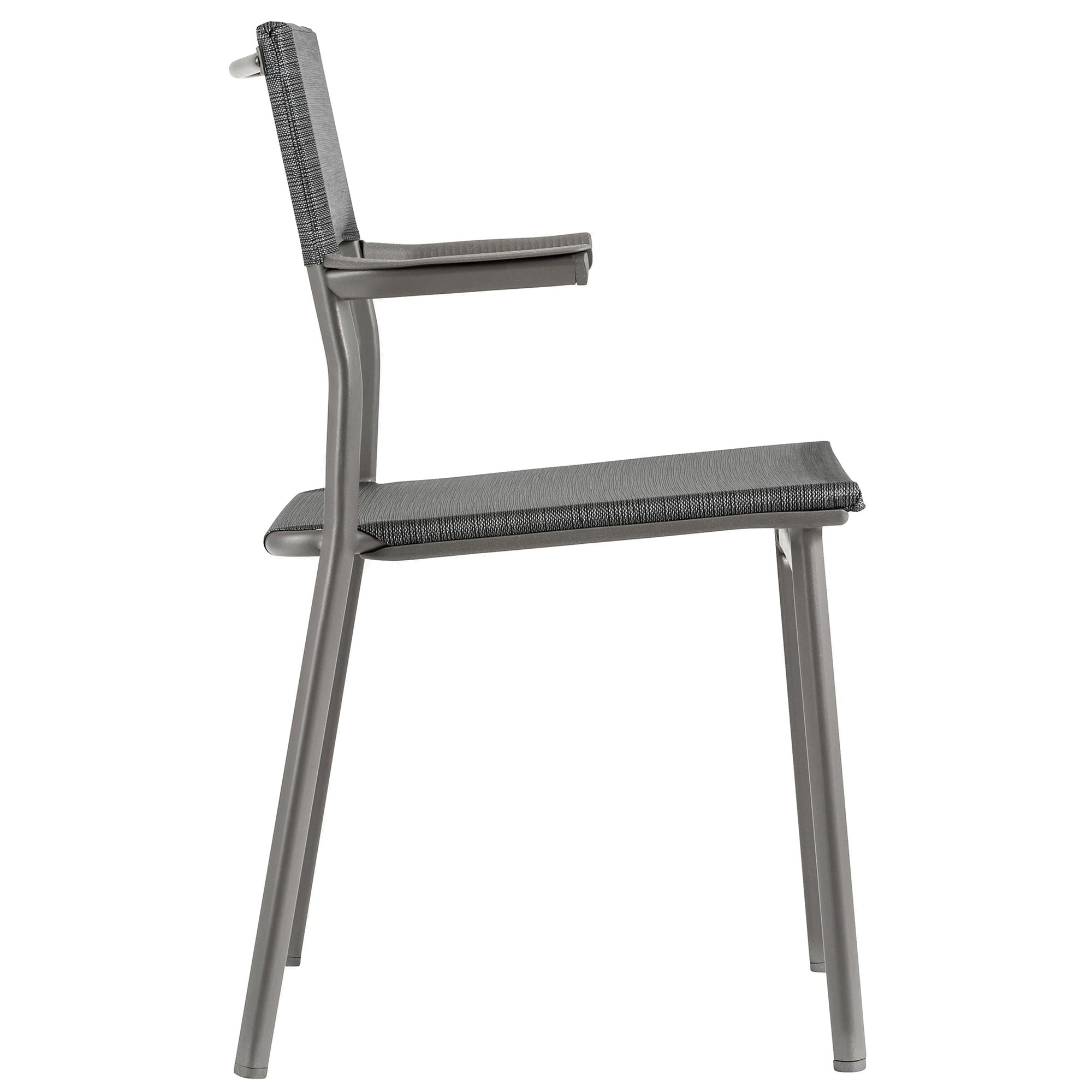Lafuma Batyline Duo ORON Outdoor Dining Armchair, Titanium/Obsidian (Set of 2)