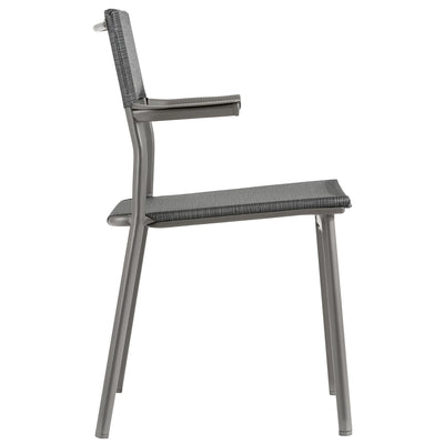 Lafuma Batyline Duo ORON Outdoor Dining Armchair, Titanium/Obsidian (Set of 2)