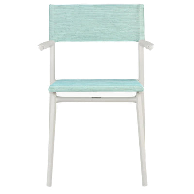 Lafuma Batyline Duo ORON Outdoor Dining Armchair, Sand/Mistral Blue (Set of 2) - VMInnovations