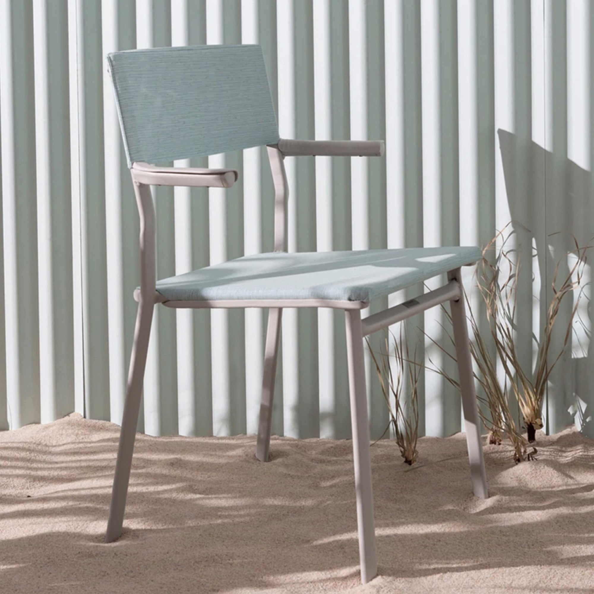 Lafuma Duo ORON Durable Outdoor Dining Armchair, Sand/Pebble (Set of 2) (Used) - VMInnovations