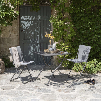 Lafuma Balcony II Colorblock Steel Square Folding Patio Table, Titanium (Used) - VMInnovations