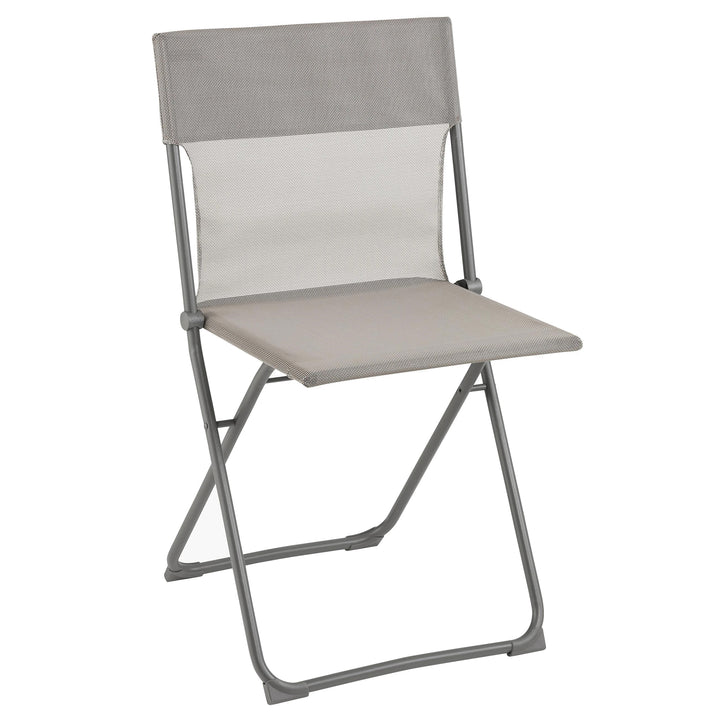 Lafuma Balcony II Colorblock Steel Folding Patio Chair, Titane Gray, Set of 2