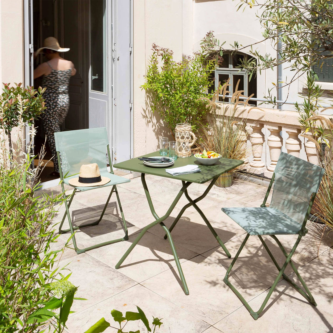 Lafuma Balcony II Colorblock Steel Square Folding Outdoor Patio Table (Open Box)