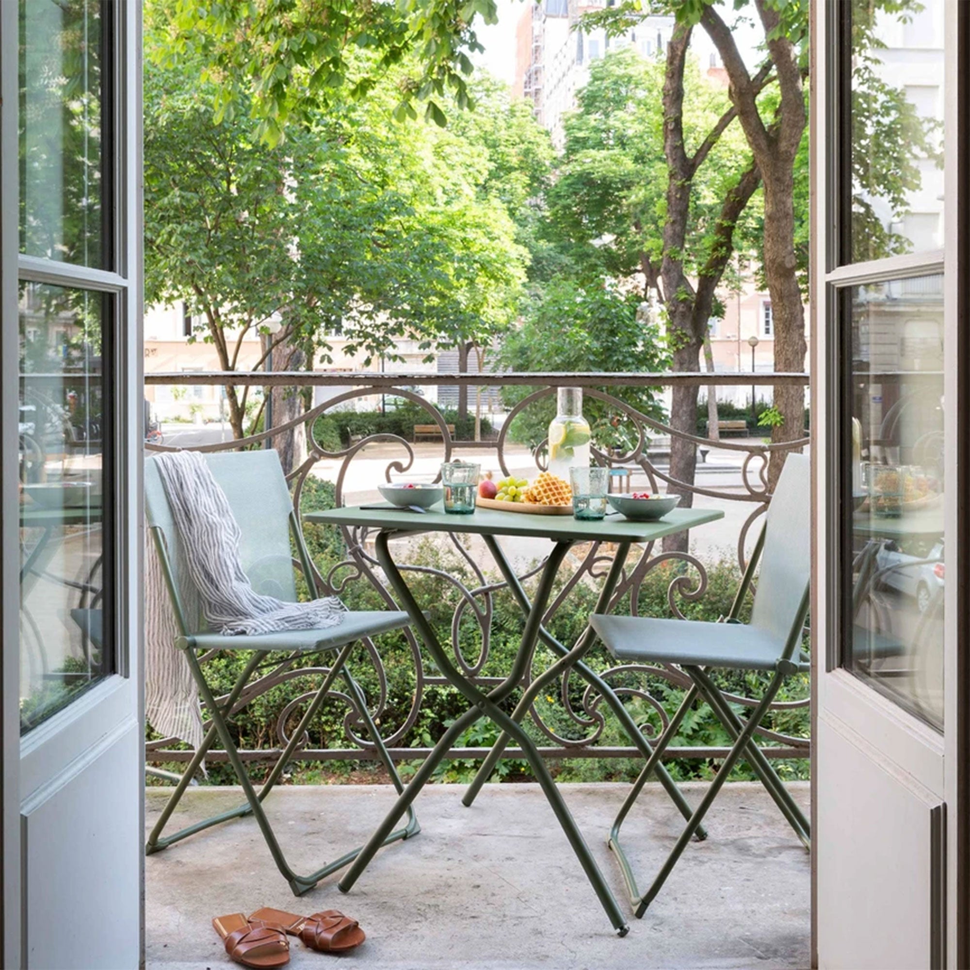 Lafuma Balcony II Steel Folding Patio Chair, Moss Green, Set of 2 (Open Box)