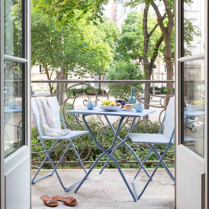 Lafuma Balcony II Colorblock Steel Square Folding Patio Table,Sky Blue(Open Box)
