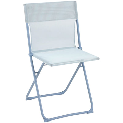 Lafuma Balcony II Colorblock Steel Folding Patio Chair, Ciel Sky Blue, Set of 2