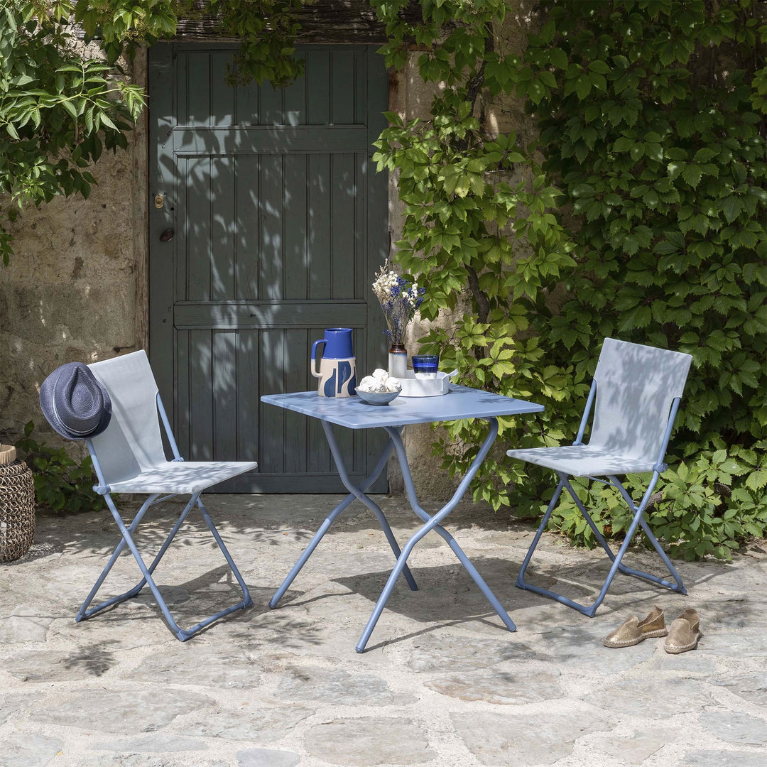 Lafuma Balcony II Steel Folding Patio Chair, Ciel Sky Blue, Set of 2 (Open Box)