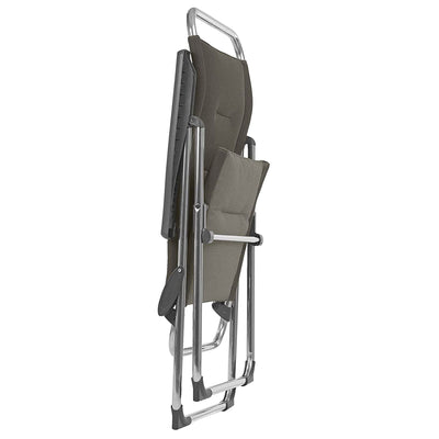 Lafuma Alu Cham Padded Foldable Camping Sling Reclining Armchair, Taupe (Used) - VMInnovations