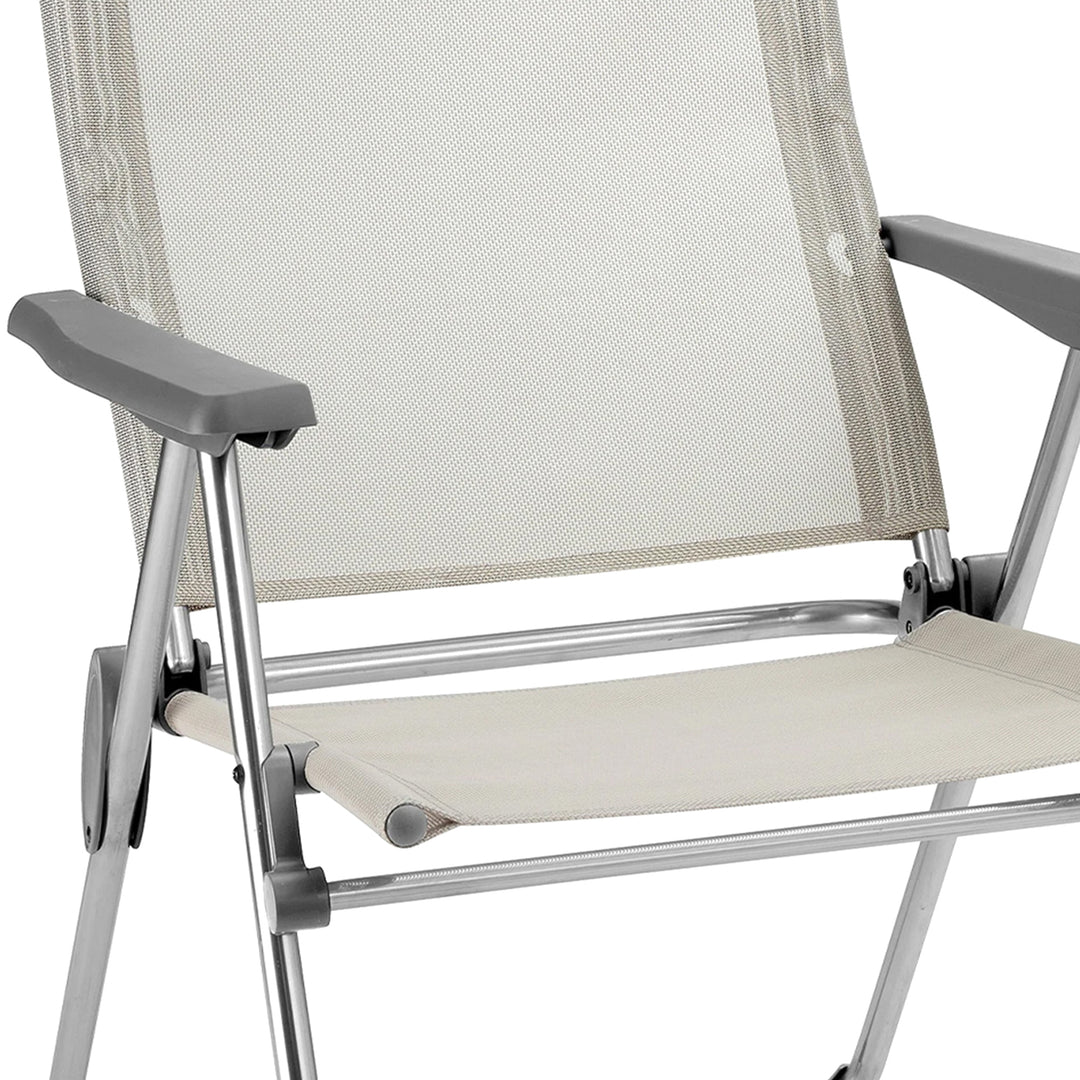Lafuma Alu Cham 5 Seating Position Folding Outdoor Armchair, Rye (Open Box) - VMInnovations