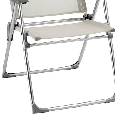 Lafuma Alu Cham 5 Seating Position Folding Outdoor Armchair, Rye (Open Box) - VMInnovations