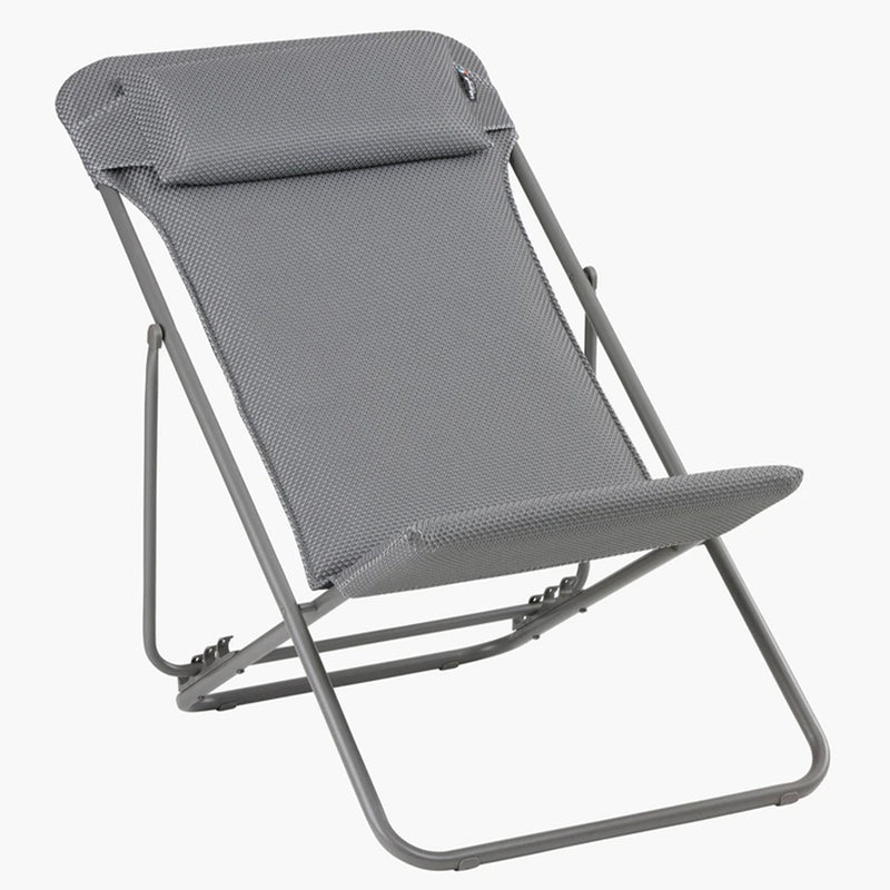 Lafuma Maxi Transat Plus Foam Padded Ultra Compact Foldable Sling Chair, Silver