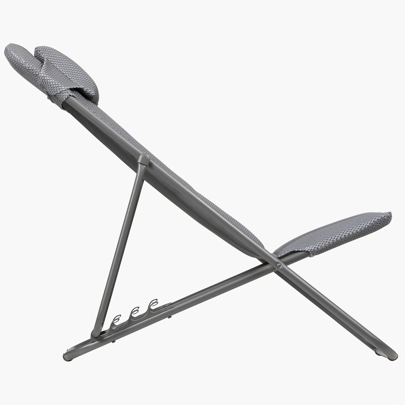 Maxi Transat Foam Padded Ultra Compact Foldable Sling Chair, Silver (Open Box) - VMInnovations