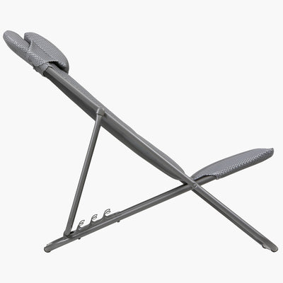 Maxi Transat Foam Padded Ultra Compact Foldable Sling Chair, Silver (Open Box) - VMInnovations