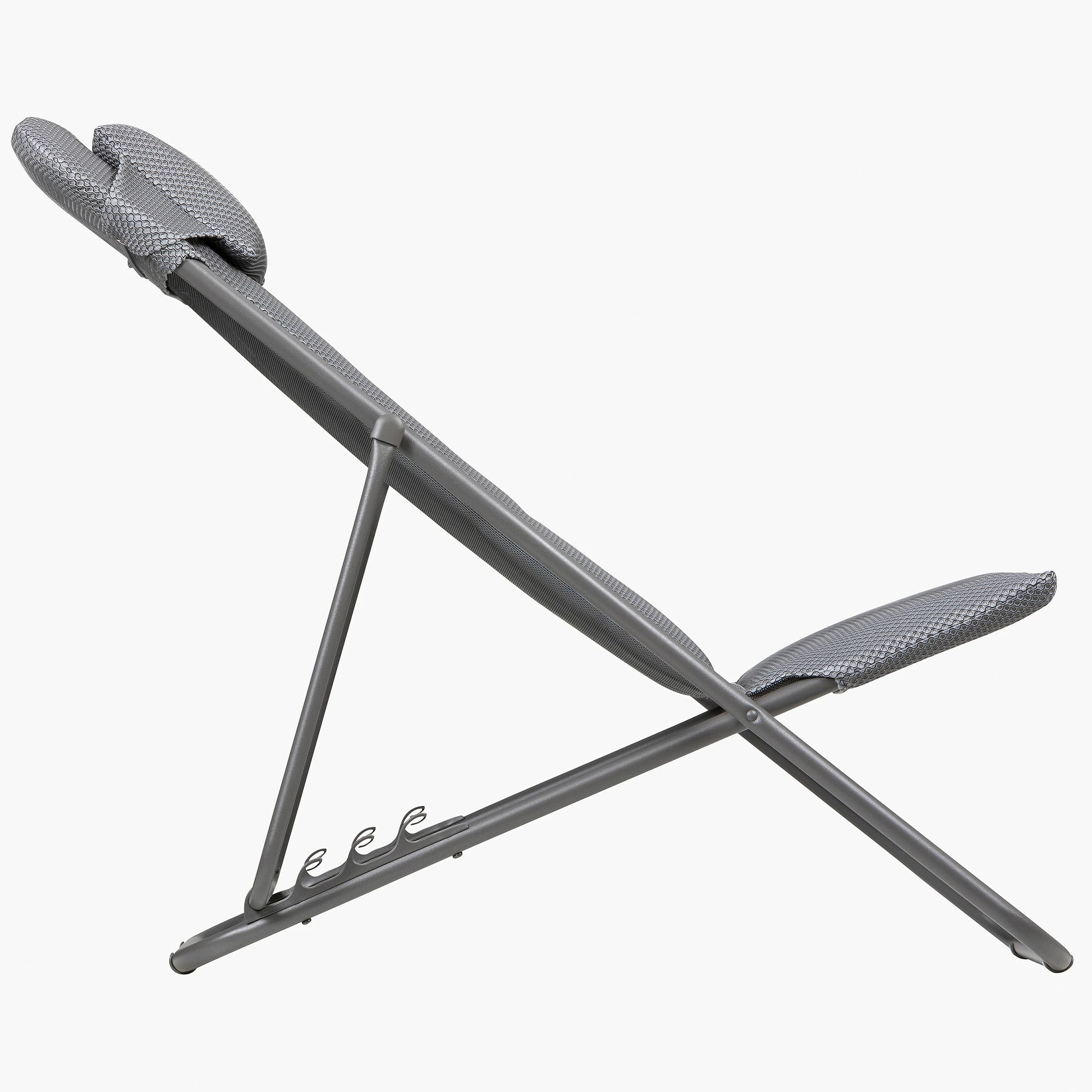 Maxi Transat Foam Padded Ultra Compact Foldable Sling Chair, Silver (Open Box) - VMInnovations