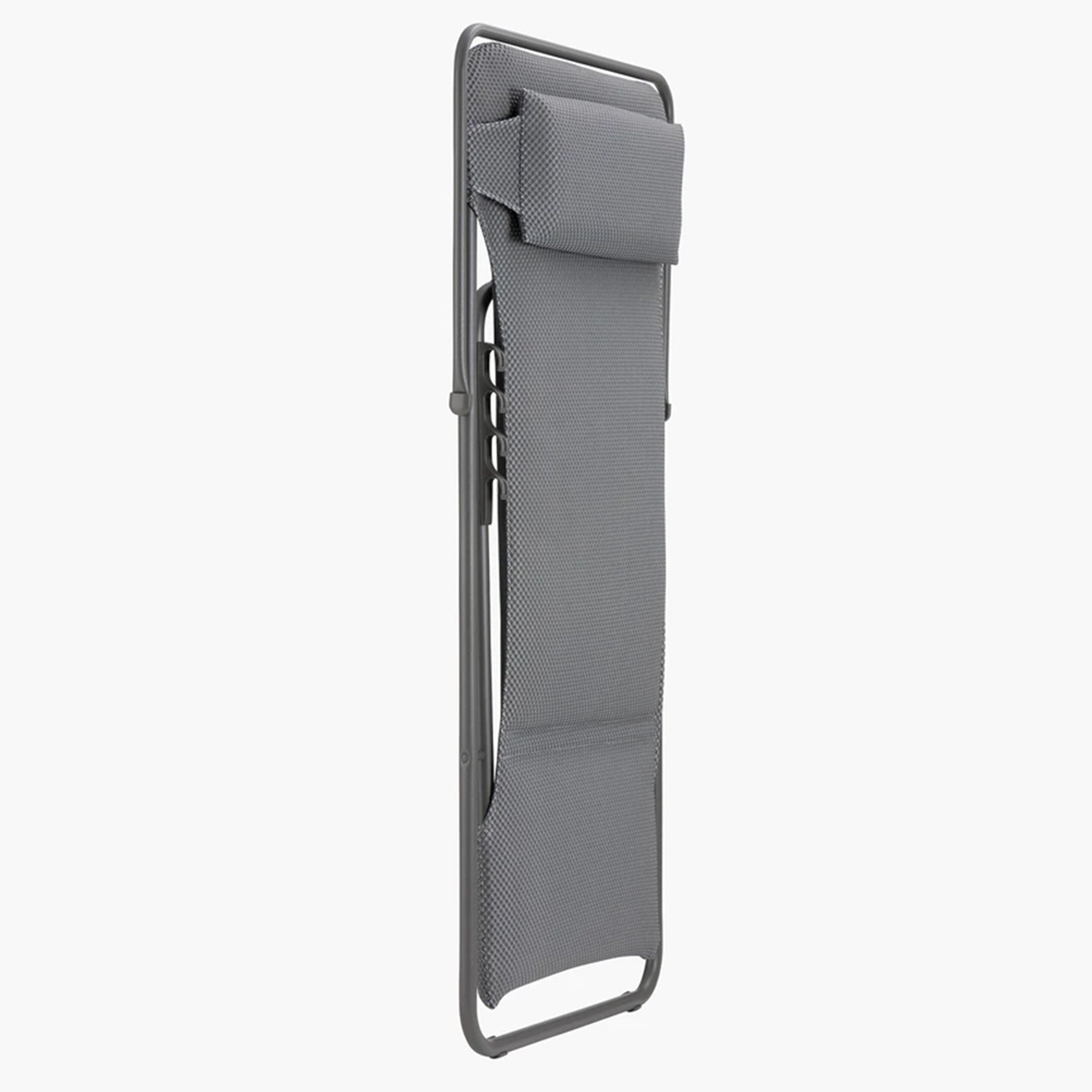 Lafuma Maxi Transat Plus Foam Padded Ultra Compact Foldable Sling Chair, Silver - VMInnovations