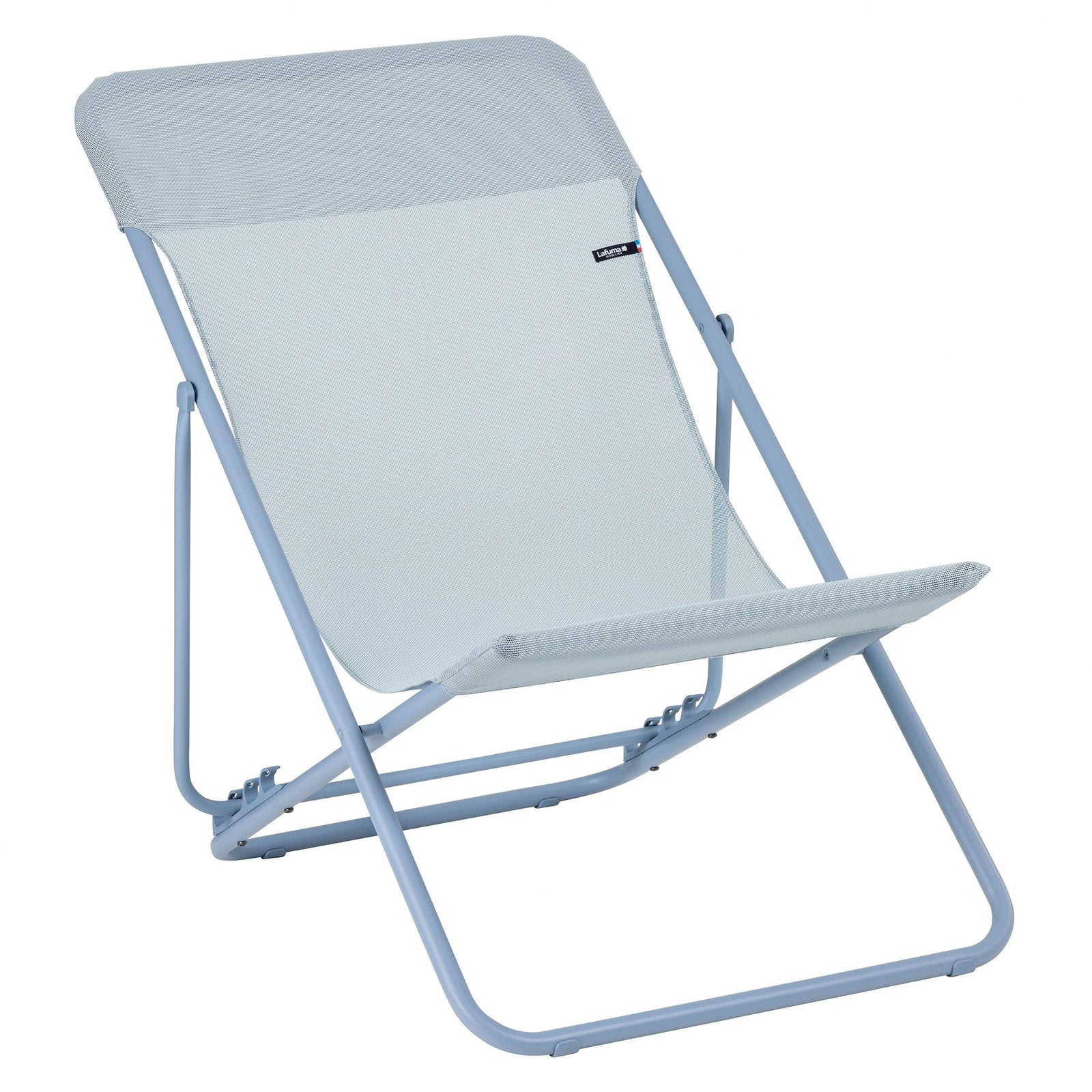 Lafuma Maxi Transat Colorblock Foldable Reclining Sling Deck Chair, Sky (2 Pack) - VMInnovations
