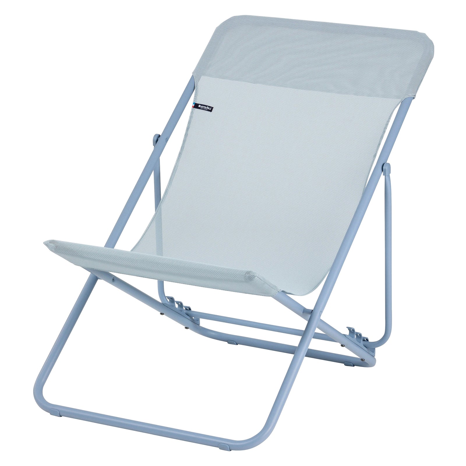 Lafuma Maxi Transat Colorblock Foldable Reclining Sling Deck Chair, Sky (2 Pack) - VMInnovations