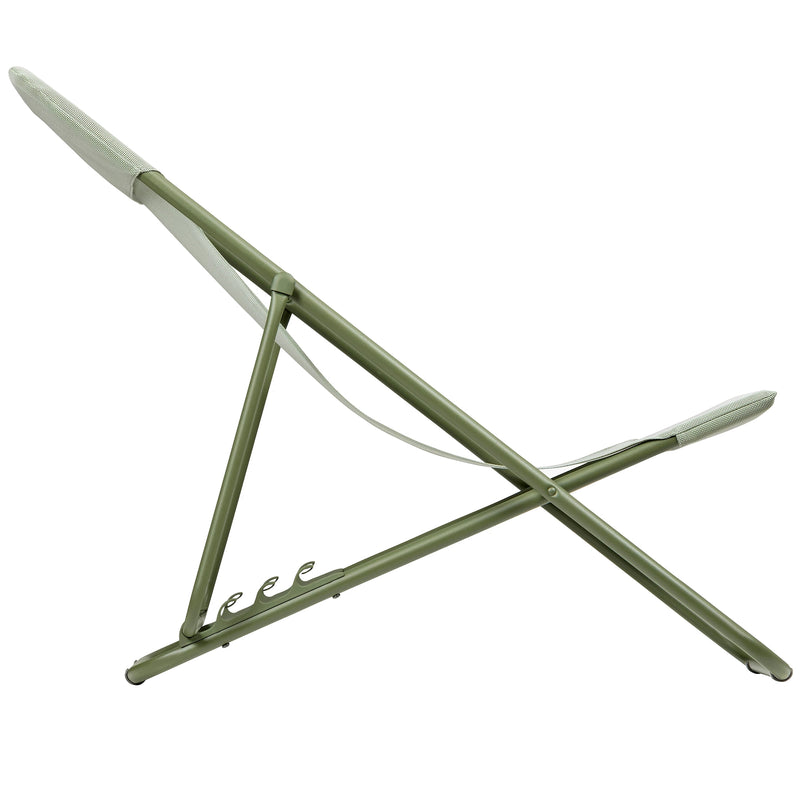 Lafuma Maxi Transat Colorblock Foldable Reclining Sling Deck Chair, Moss(2 Pack)