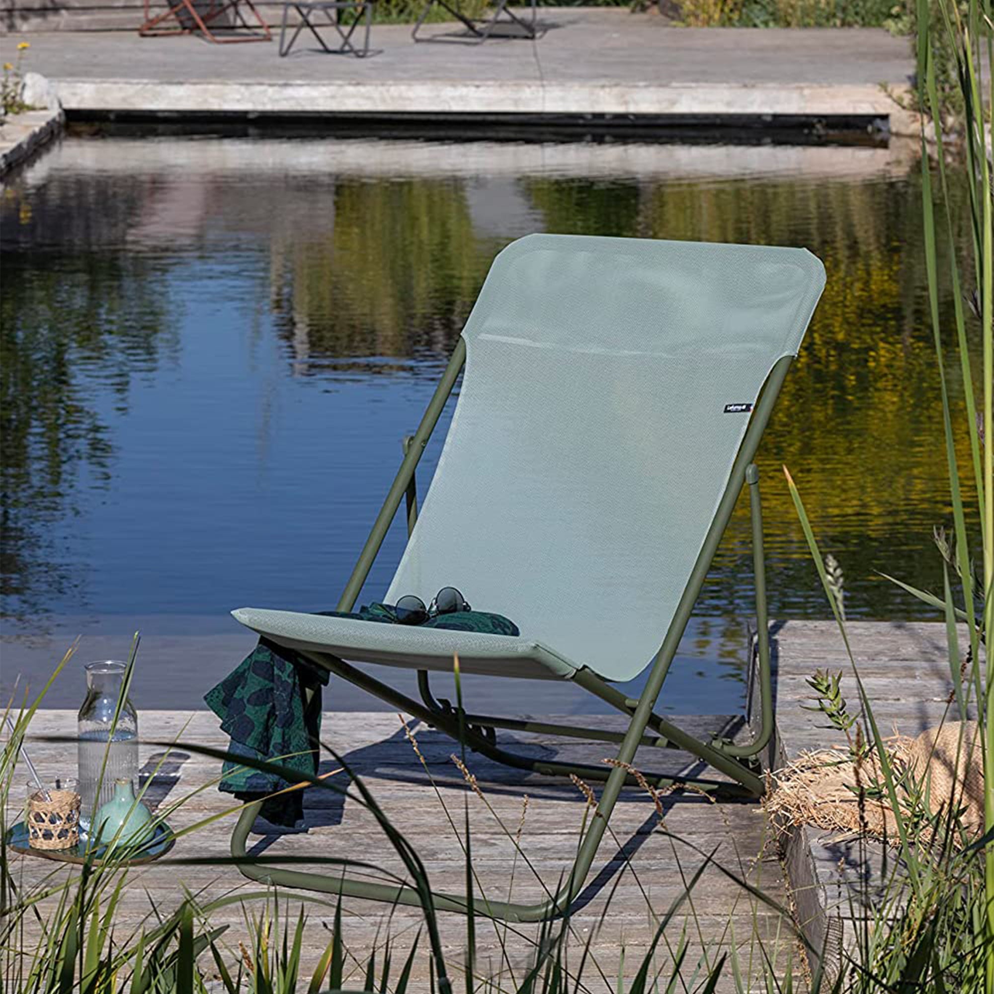 Lafuma Maxi Transat Colorblock Reclining Sling Deck Chair, Moss(2 Pack) (Used)