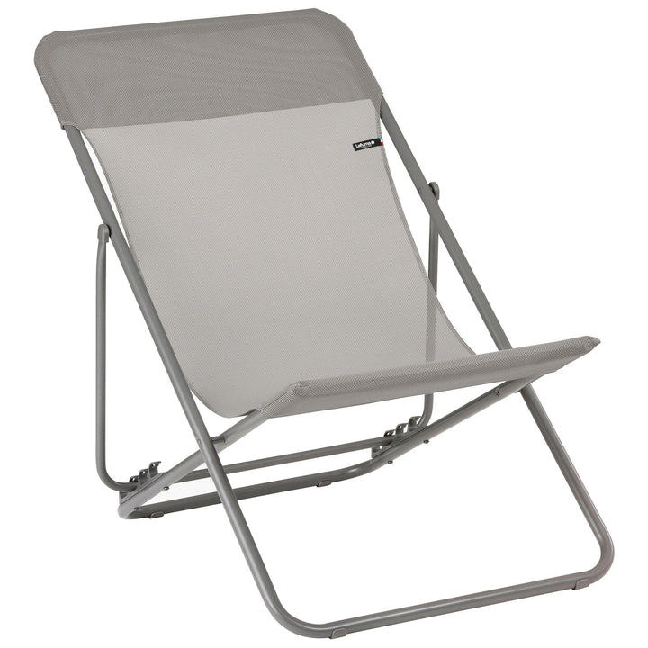 Lafuma Maxi Transat Foldable Reclining Sling Deck Chair, Gray(2 Pack) (Used)