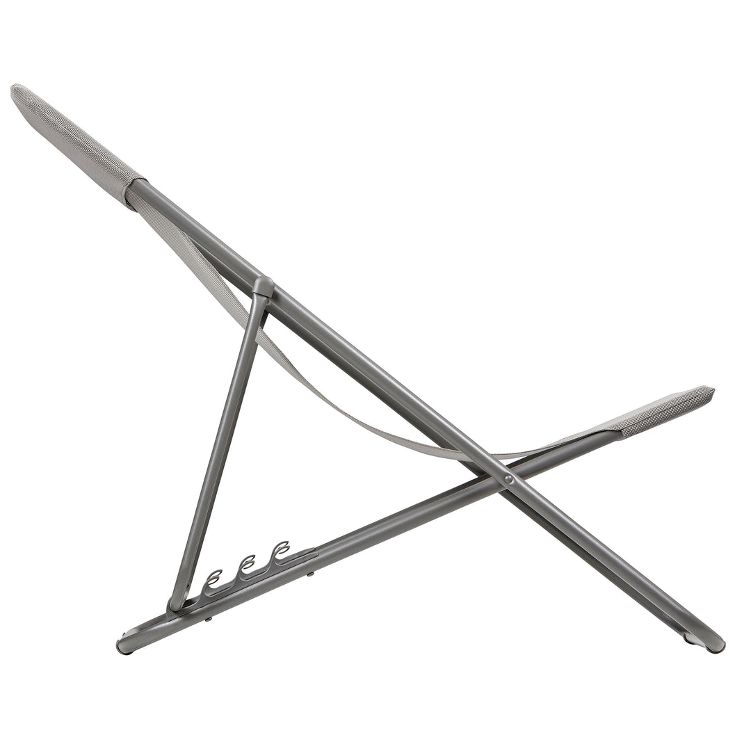 Lafuma Maxi Transat Foldable Reclining Sling Deck Chair, Gray(2 Pack) (Used)