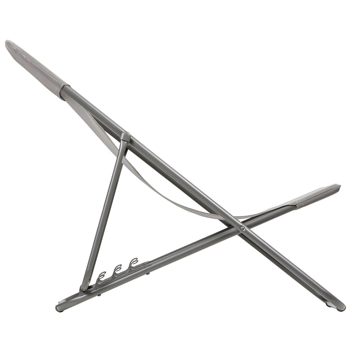 Lafuma Maxi Transat Foldable Reclining Sling Deck Chair, Gray(2 Pack) (Used)