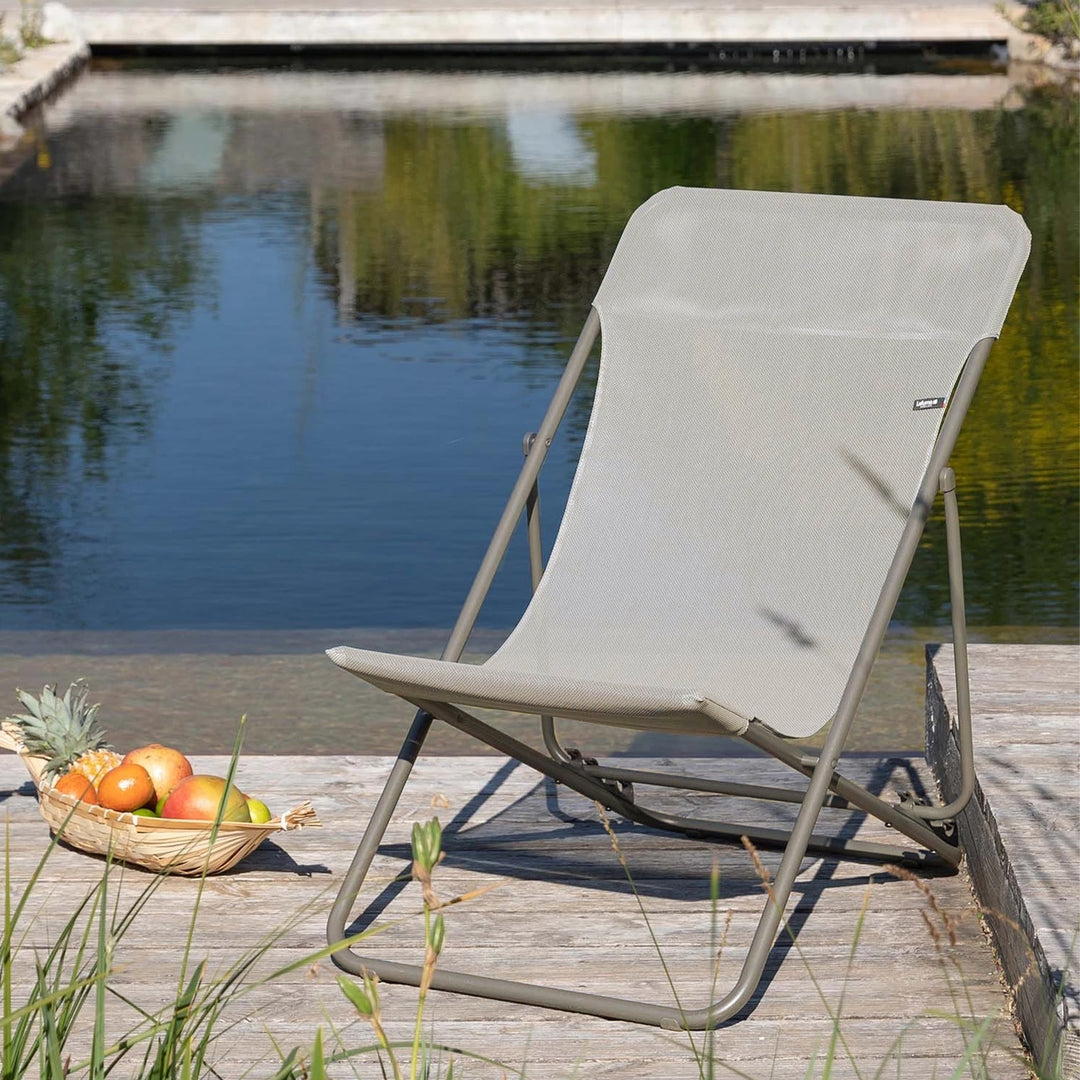 Lafuma Maxi Transat Foldable Reclining Sling Deck Chair, Gray(2 Pack) (Used)