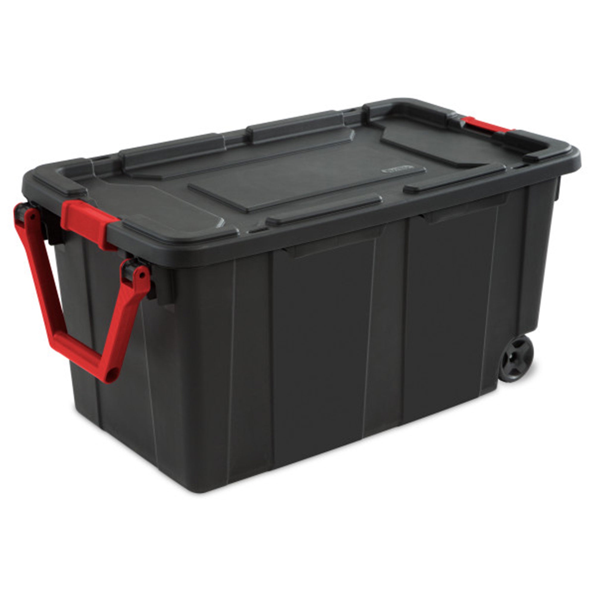 Sterilite Heavy Duty 40 Gallon Wheeled Industrial Storage Tote, 4-Pack, Black - VMInnovations