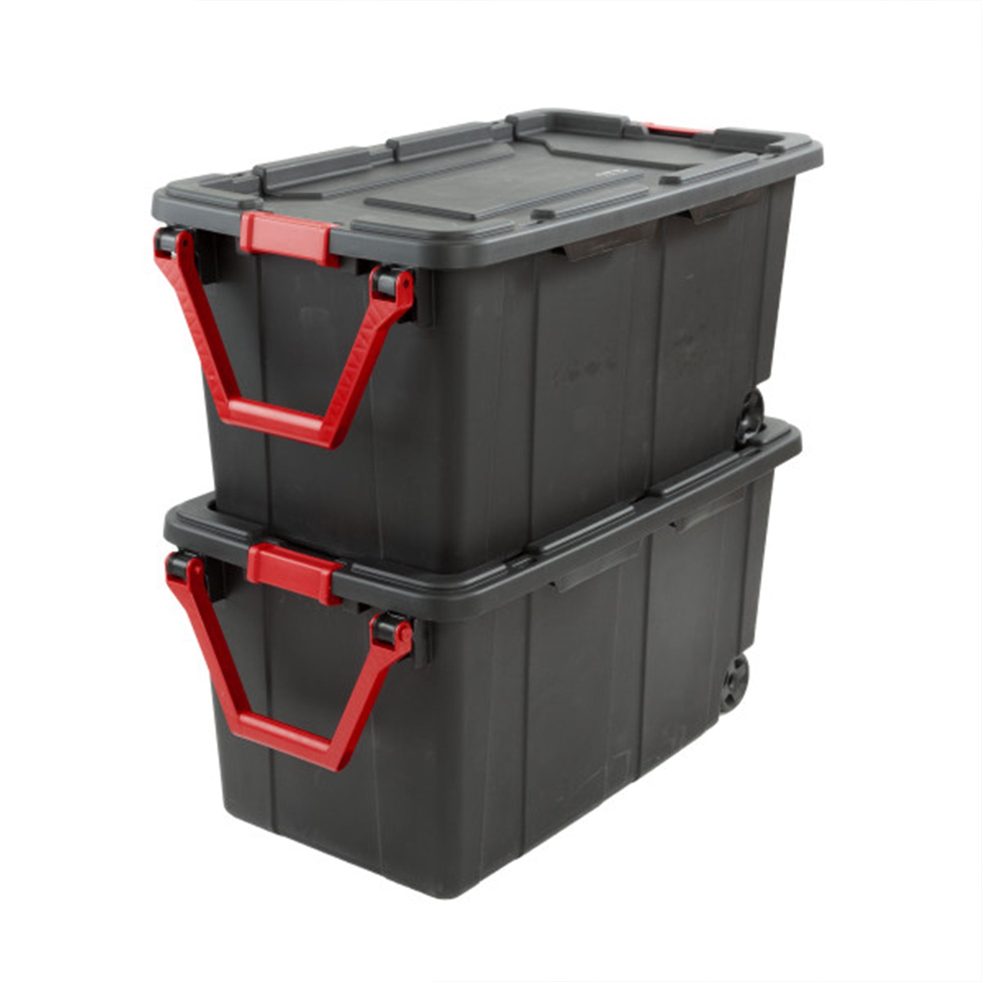 Sterilite Heavy Duty 40 Gallon Wheeled Industrial Storage Tote, Black (6 Pack)