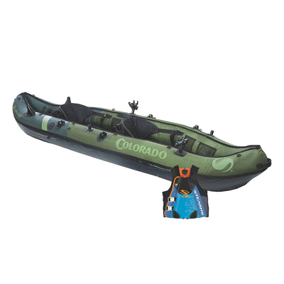 Sevylor Colorado 2 Person Inflatable Kayak & Stearns Men's Life Vest, Blue, 2XL