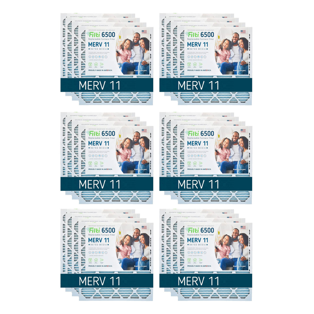 Filti 6500 Pleated Home HVAC Furnace 24 x 24 x 1 MERV 11 Air Filter (24 Pack)