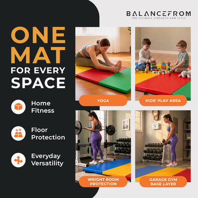 BalanceFrom Fitness 120 x 48" All Purpose Gymnastics Mat, Multi (Open Box) - VMInnovations