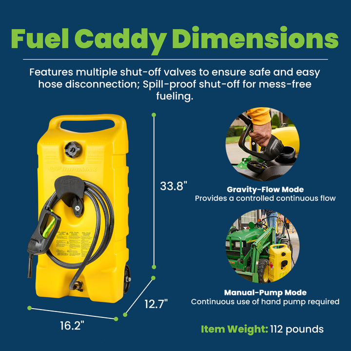 Scepter Flo N' Go 14 Gal Diesel Tank Container Caddy & Pump, Yellow (For Parts) - VMInnovations