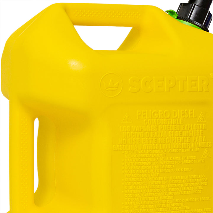 Scepter SmartControl Rear Handle Diesel Gas Container Jug, 5 Gal/18.9L, Yellow