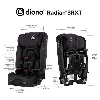 Diono Radian 3RXT Slim Fit Steel Core 4 in 1 Convertible Car Seat, Gray Slate
