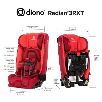 Diono Radian 3RXT Slim Fit Steel Core 4 in 1 Convertible Car Seat, Red Cherry - VMInnovations