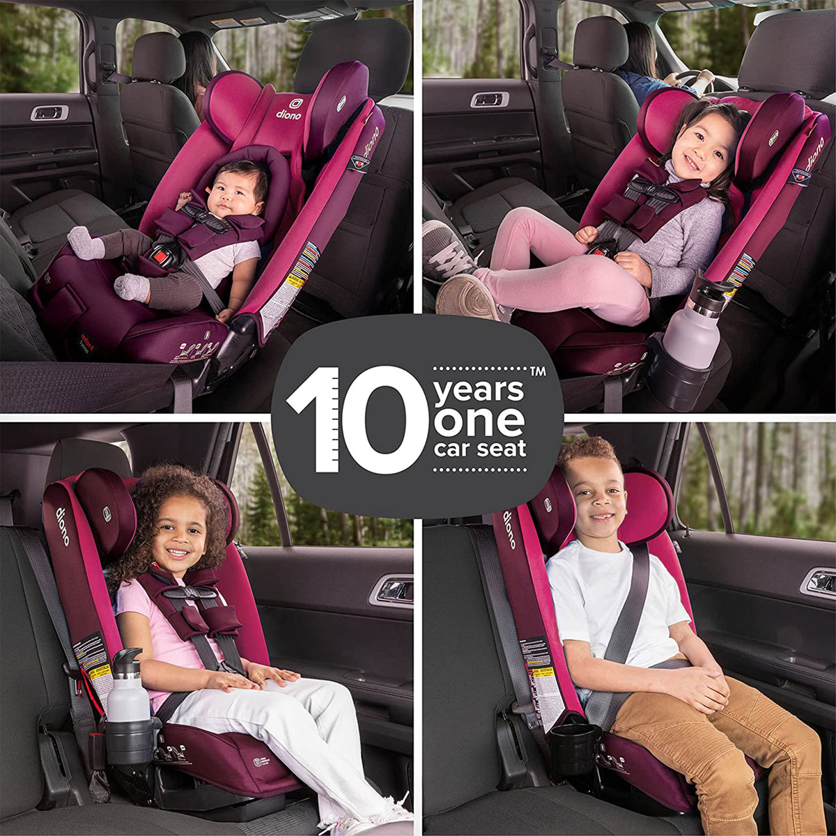 Diono Radian 3RX Slim Fit Steel Core 3 in 1 Convertible Car Seat, Purple Plum - VMInnovations