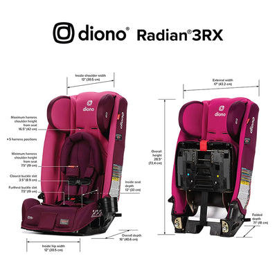 Diono Radian 3RX Slim Fit Steel Core 3 in 1 Convertible Car Seat, Purple Plum - VMInnovations